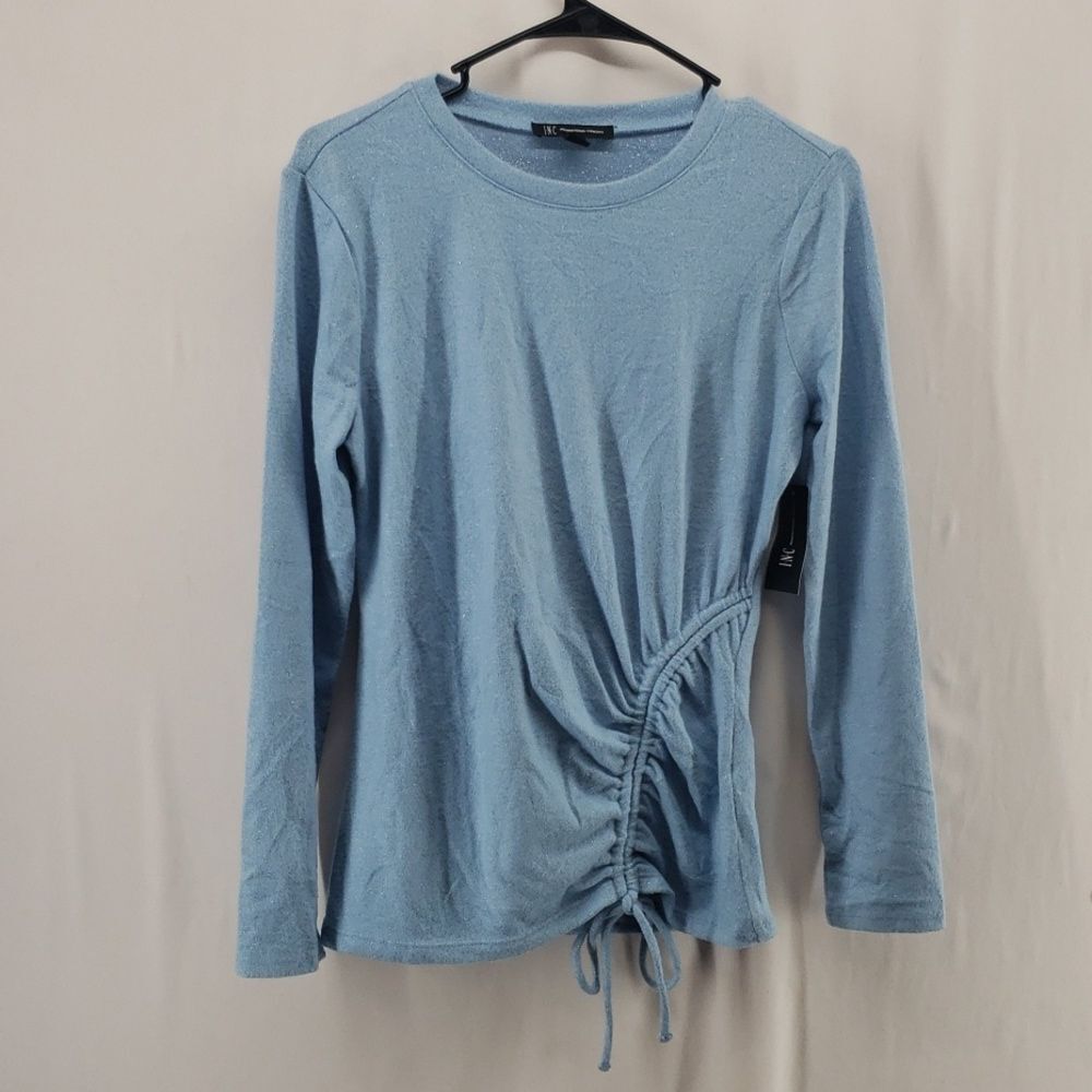 INC International Concepts Metallic Ruched Knit Top Small Casual Blouse (AL)
